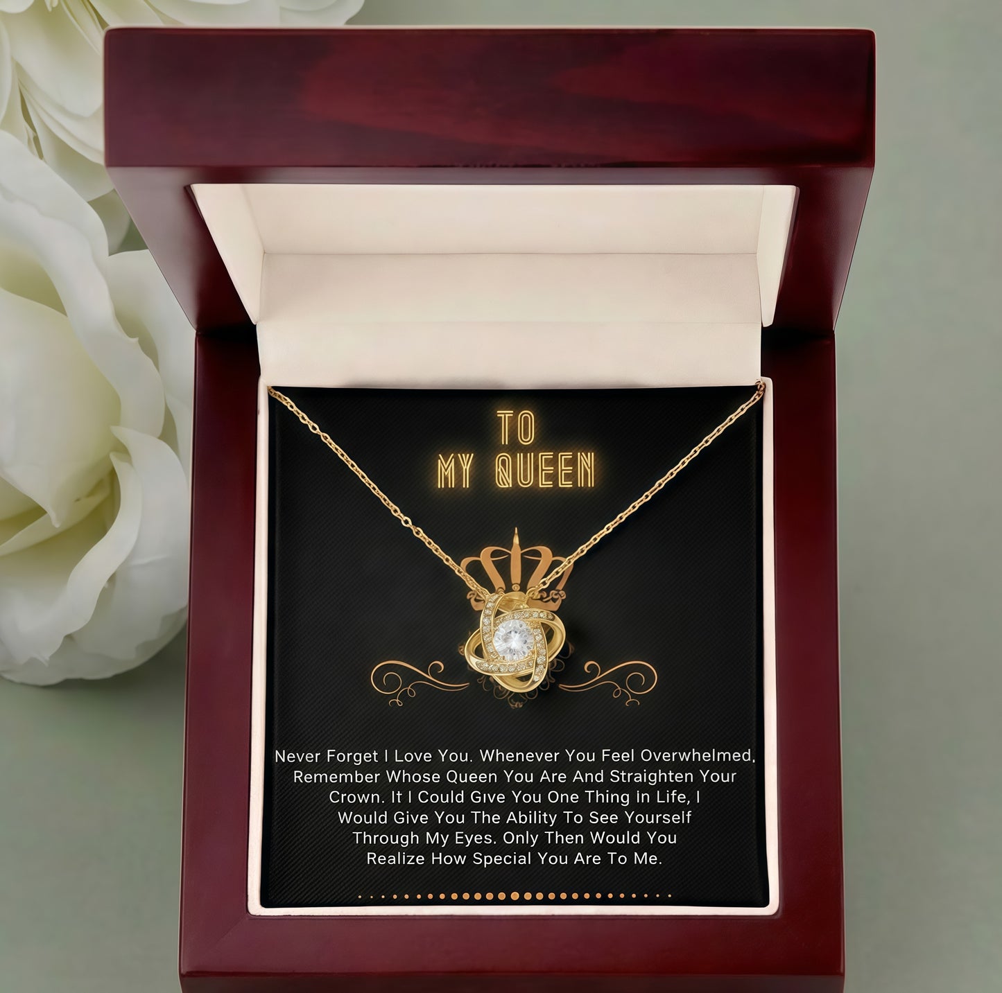 TO MY WIFE "Never Forget That I Love You" - FROM HUSBAND - Premium Love Knot Necklace
