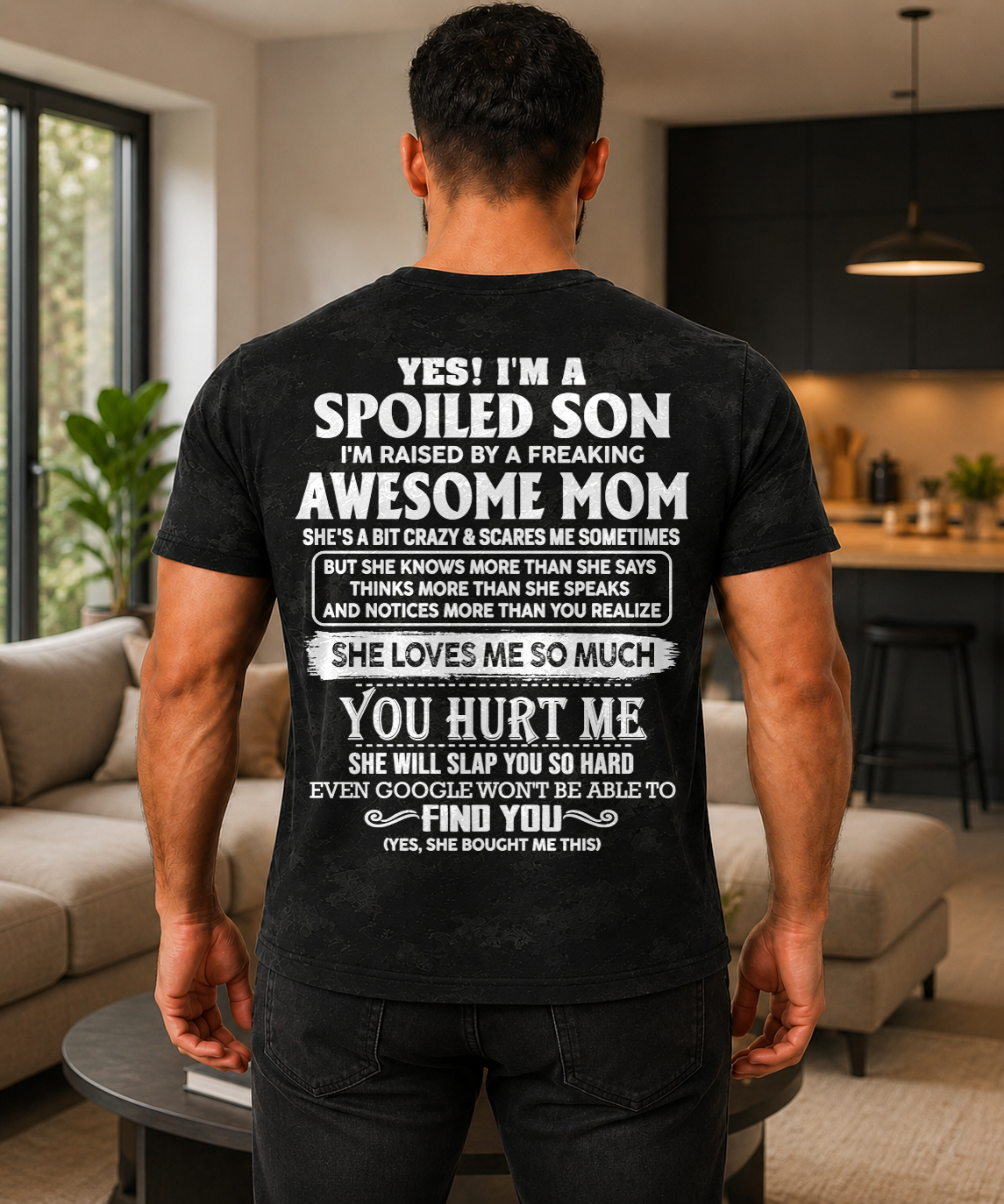 Spoiled Son Raised By An Awesome Mom - From Mom To Son - Funny All-Over Print T-Shirt D02 (SKU2607-111-00)