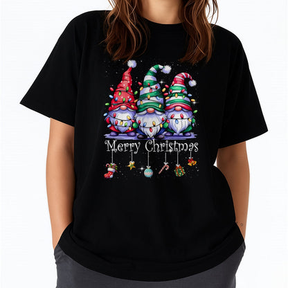 Cute Gnomes Merry Christmas Light Family Gnome Xmas Matching T-Shirt Men Women (SKU-MRCM-9) FMA