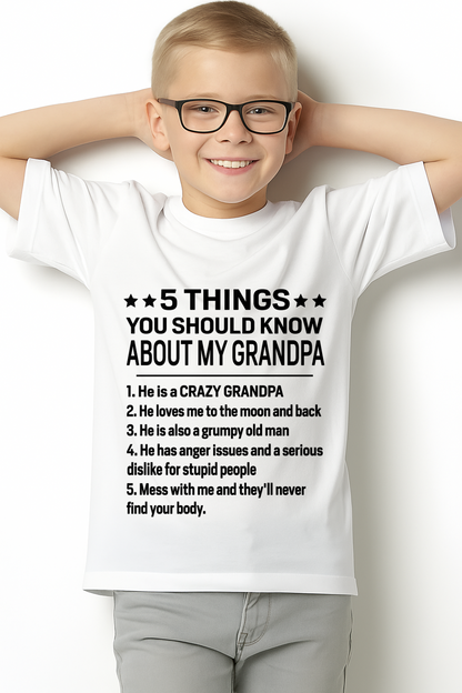 5 Things You Should Know About My Grandpa – From Grandma To Grandson – Funny Family Birthday Gift – Grandpa Shirt (SKU2603-144-00)