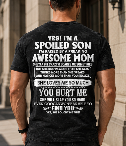 Spoiled Son Raised By An Awesome Mom - From Mom To Son - Funny All-Over Print T-Shirt D02 (SKU2607-111-00)