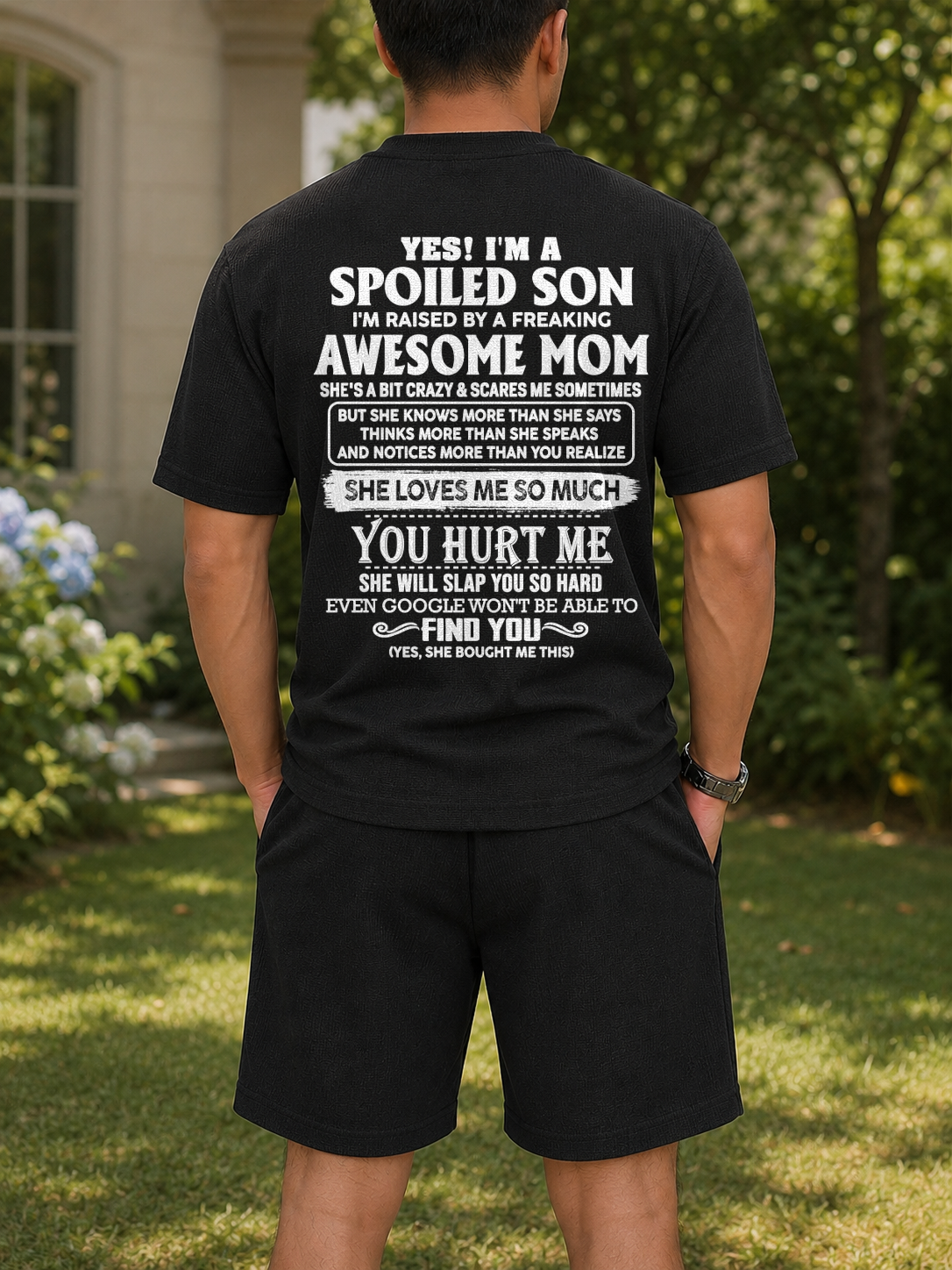 Spoiled Son Raised by an Awesome Mom - From Mom to Son - Men's Summer Waffle Set Gift for Men A09-739 (SKU2607-78-00)