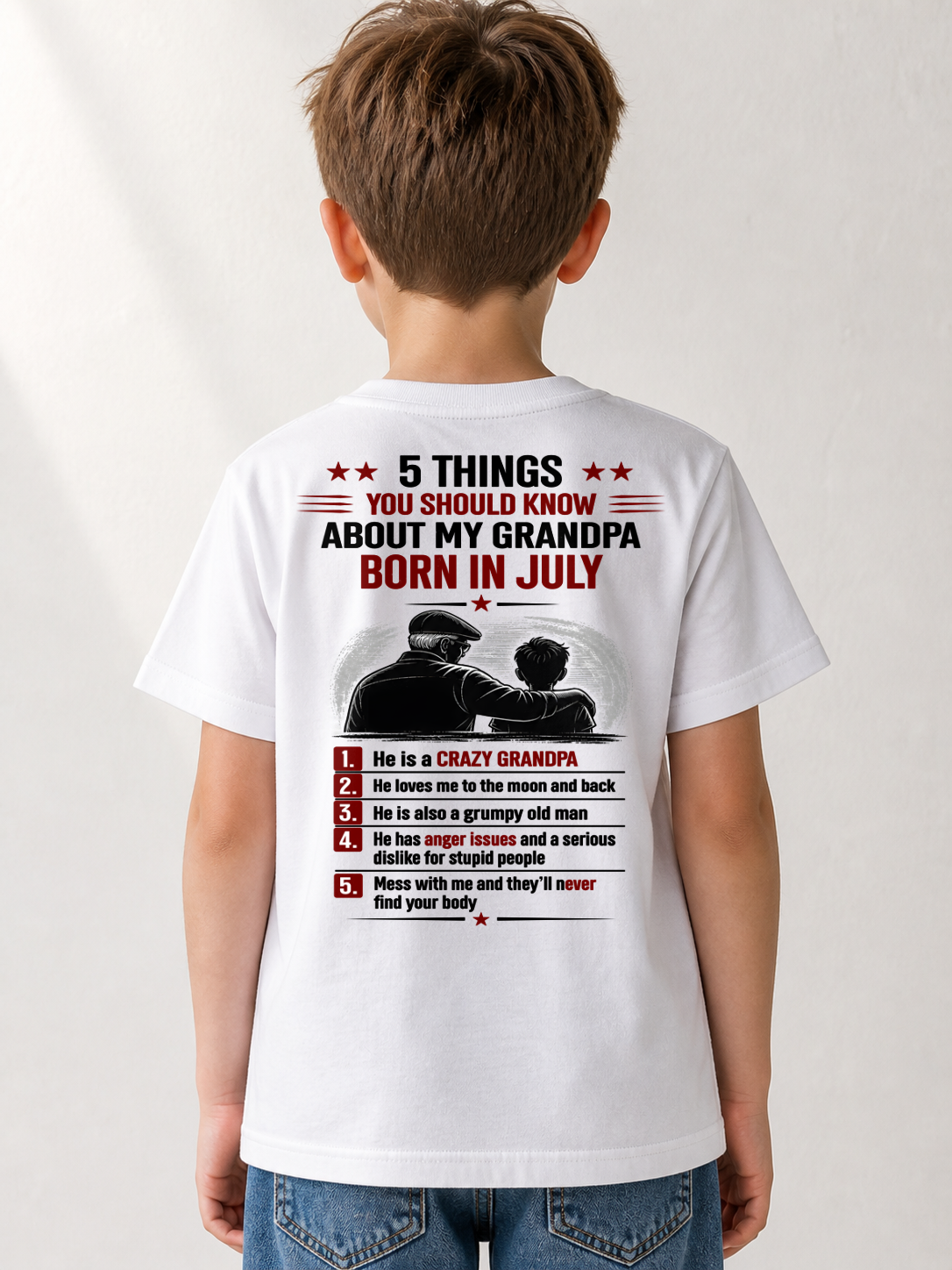 JULY GRANDPA SHIRT – 5 Things You Should Know About My Grandpa – Gift From Grandpa to Grandchild (SKU2605-24-07)