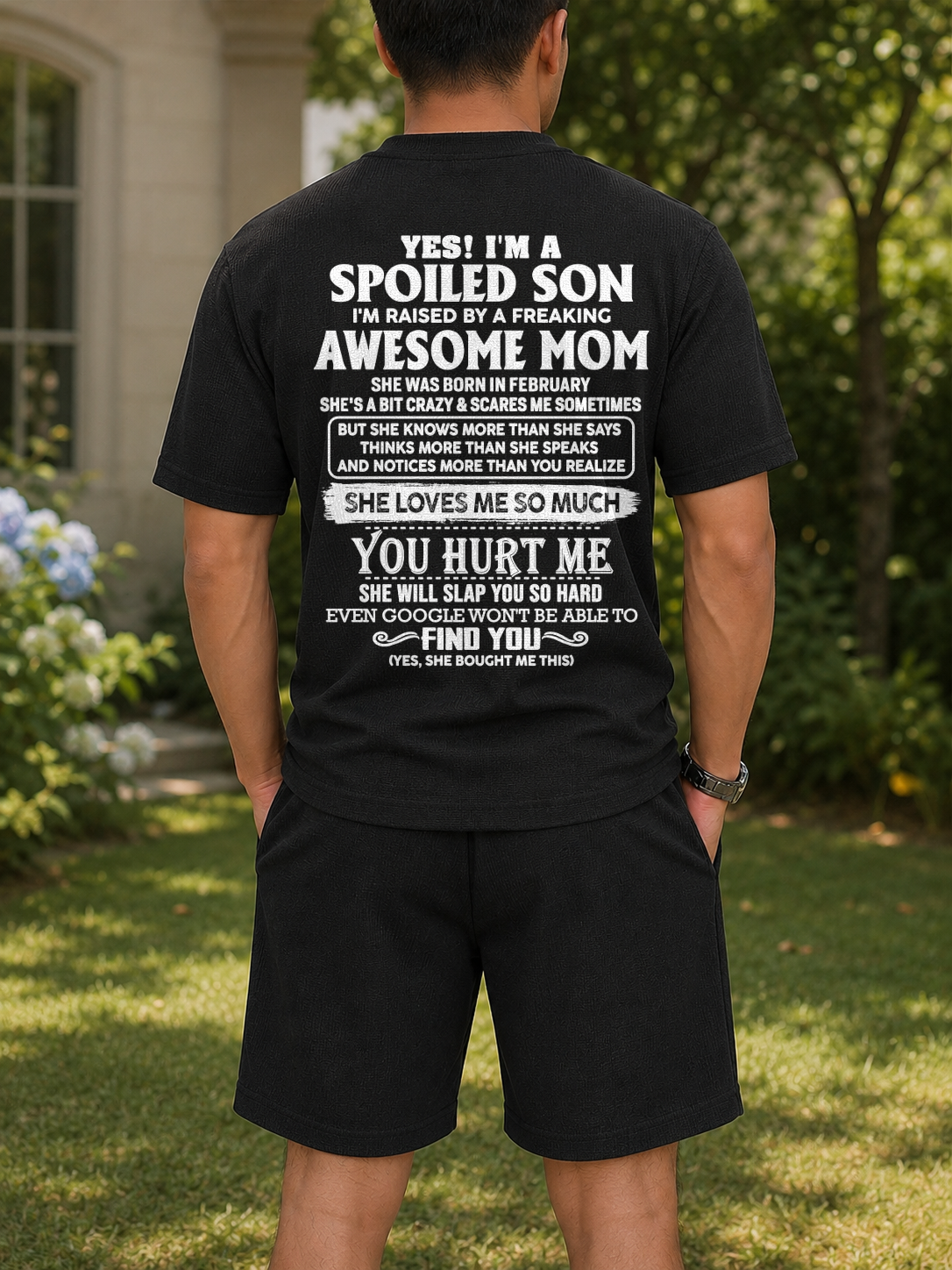Spoiled Son Raised by an Awesome February Mom - From Mom to Son - Men's Summer Waffle Set Gift for Men A09-739 (SKU2607-78-02)