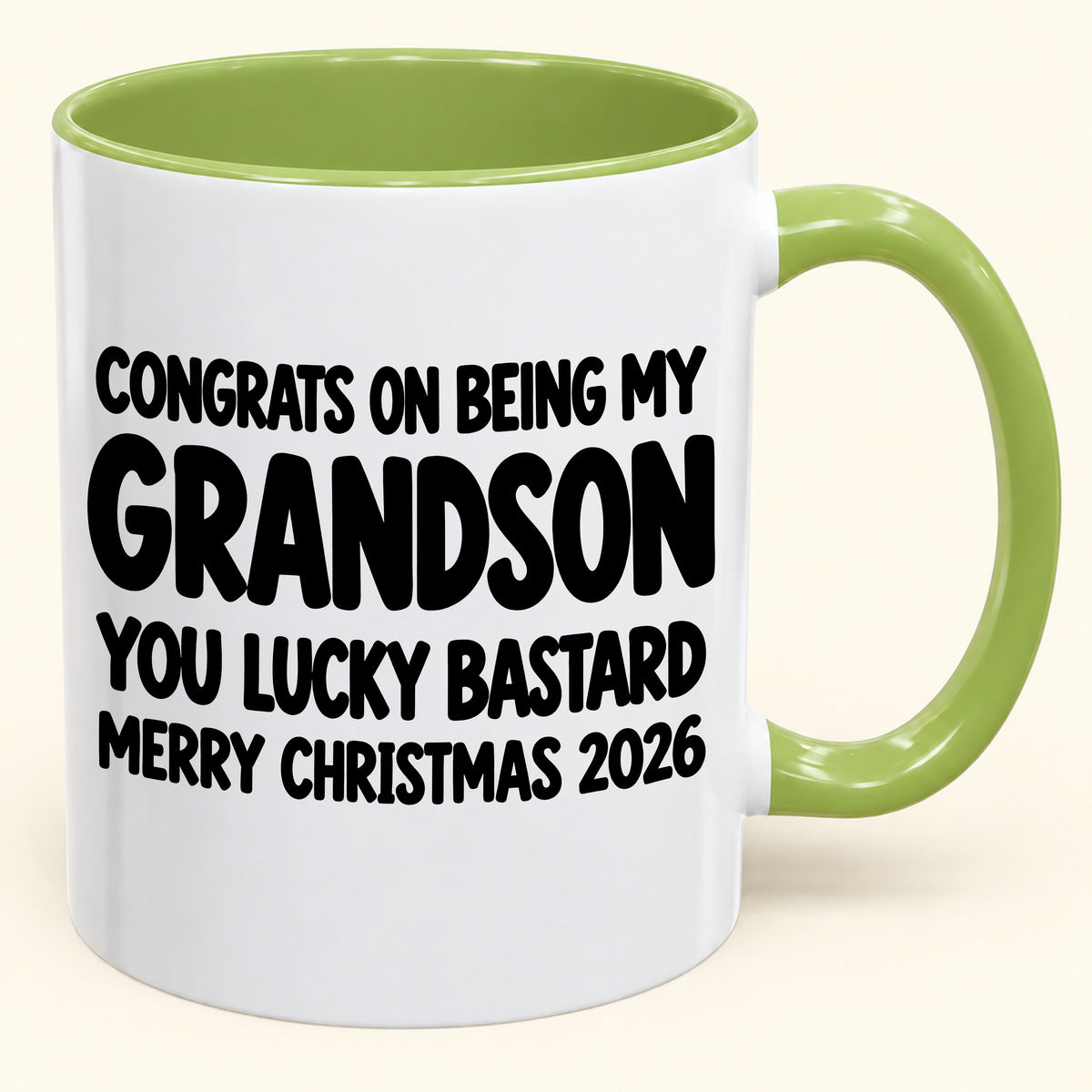 CONGRATS ON BEING MY GRANDSON YOU LUCKY BASTARD - Funny Christmas 2026 - Gift Accent Coffee Mug (SKU2610-811)