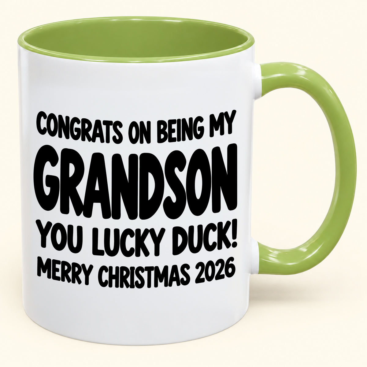 Christmas Mug - Congrats On Being My Grandson, You Lucky Duck - FROM GRANDPARENT TO GRANDSON (SKU2610-692)