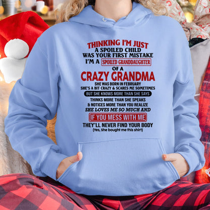 FEBRUARY - I'M A SPOILED GRANDDAUGHTER OF A CRAZY GRANDMA - From Grandma - NTTD02 (SKU-GMD1-NTT02)