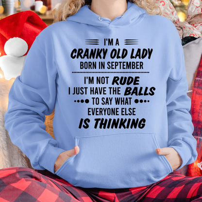 SEPTEMBER – Cranky Old Lady “Not Rude Just Honest” Shirt – Funny Birthday Gift for Women (SKU2604-128-09)