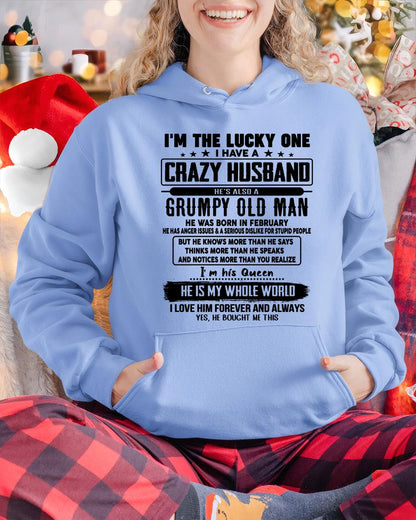 February - I am Lucky One I Have A Crazy Husband - Gift for Wife From Husband - KATE02 (SKUT-LUCKYONE-02)