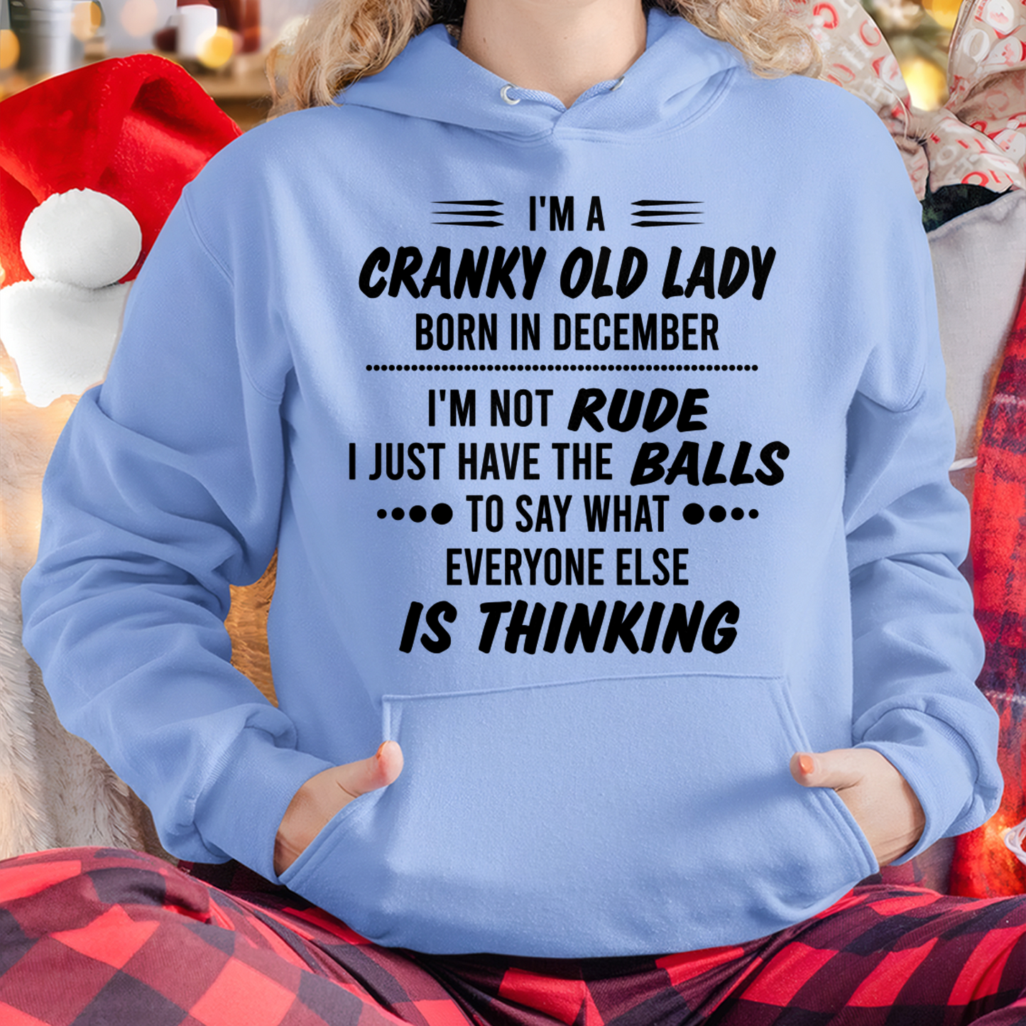 DECEMBER – Cranky Old Lady “Not Rude Just Honest” Shirt – Funny Birthday Gift for Women (SKU2604-128-12)