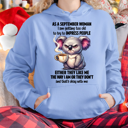 SEPTEMBER – September Woman Koala Shirt – Funny Women Birthday Gift Idea (SKU2604-205-09)