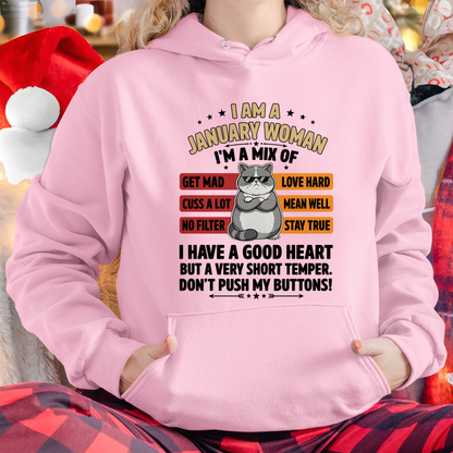JANUARY WOMAN SHIRT – Mix Personality No Filter – Birthday Gift (SKU2604-277-01)