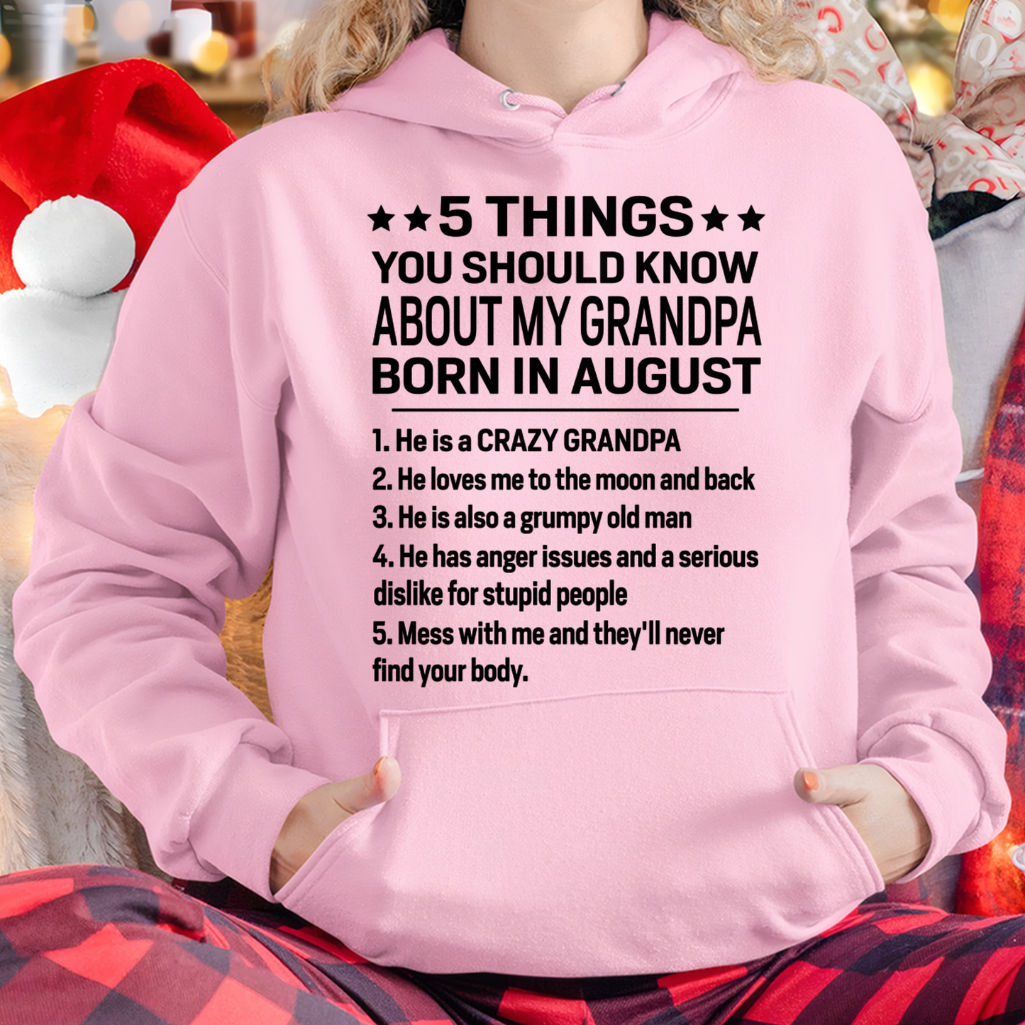 AUGUST – 5 Things About My Grandpa Born In August Shirt, From Grandpa To Grandson, Funny Family Gift, Birthday Gift Idea (SKU2603-263-08)