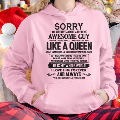 Sorry I am already taken by a freaking awesome guy - Gift for Wife From Husband - KATE00 (SKU08-25-00)