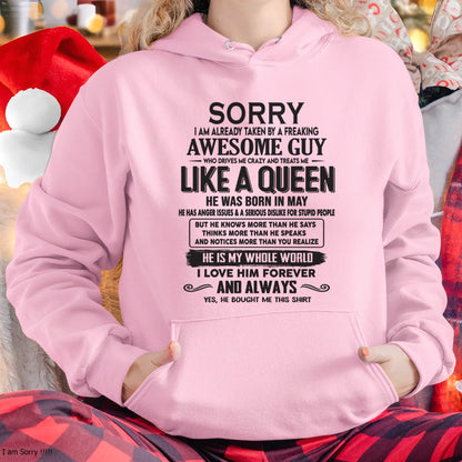 May - Sorry I am already taken by a freaking awesome guy - Gift for Wife From Husband - KATE05 (SKU08-25-05)