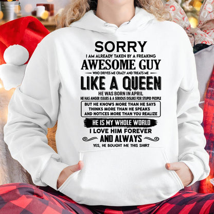 April - Sorry I am already taken by a freaking awesome guy - Gift for Wife From Husband - KATE04 (SKU-SRG-04)