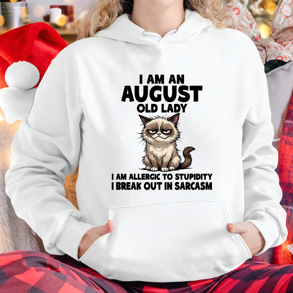 AUGUST – January Old Lady Sarcasm Cat Shirt – Funny Birthday Gift for Women (SKU2604-177-08)