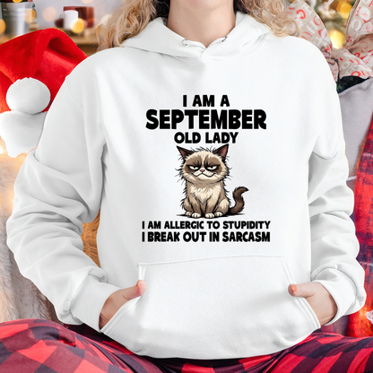 SEPTEMBER – January Old Lady Sarcasm Cat Shirt – Funny Birthday Gift for Women (SKU2604-177-09)