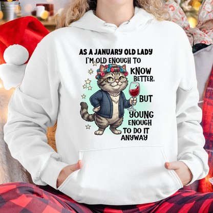 JANUARY – January Old Lady Wine Cat Shirt – Funny Birthday Gift for Women (SKU2604-180-01)