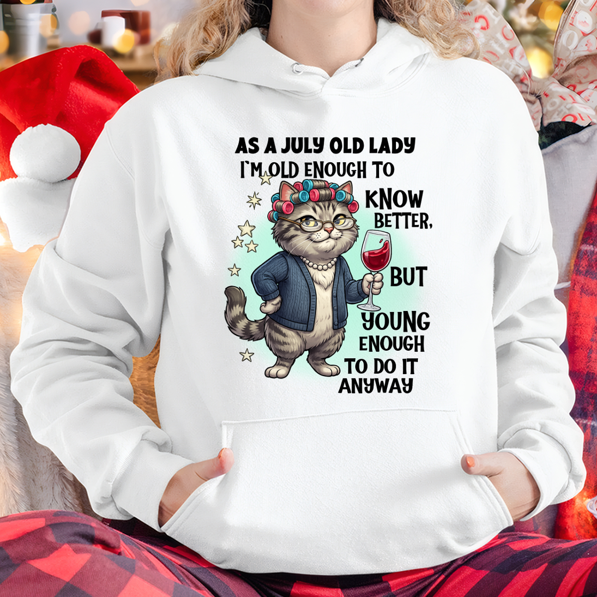 JULY – January Old Lady Wine Cat Shirt – Funny Birthday Gift for Women (SKU2604-180-07)