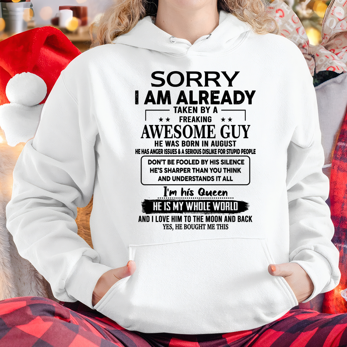 AUGUST SHIRT – Sorry I Am Already Taken By An Awesome Guy Born In August – From Husband To Wife – Queen Love Gift – Women Shirt – KATE08 (SKU2602-171-08)