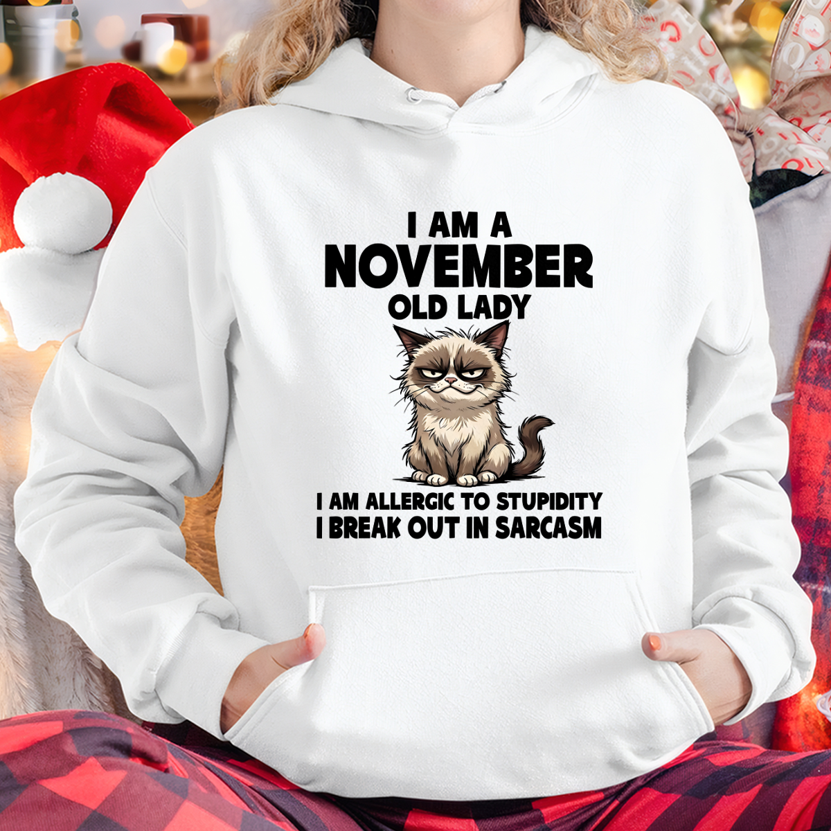 NOVEMBER – January Old Lady Sarcasm Cat Shirt – Funny Birthday Gift for Women (SKU2604-177-11)