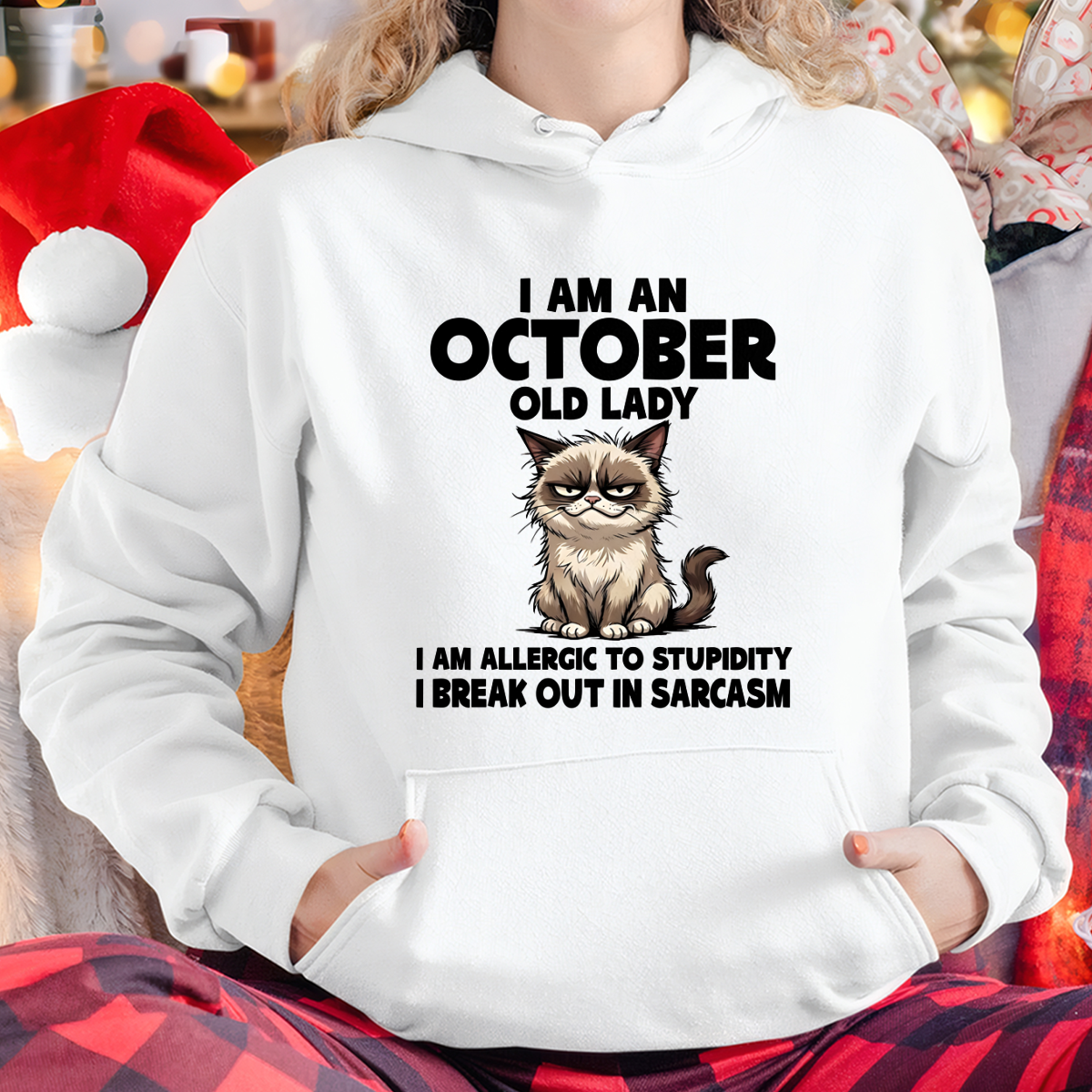 OCTOBER – January Old Lady Sarcasm Cat Shirt – Funny Birthday Gift for Women (SKU2604-177-10)