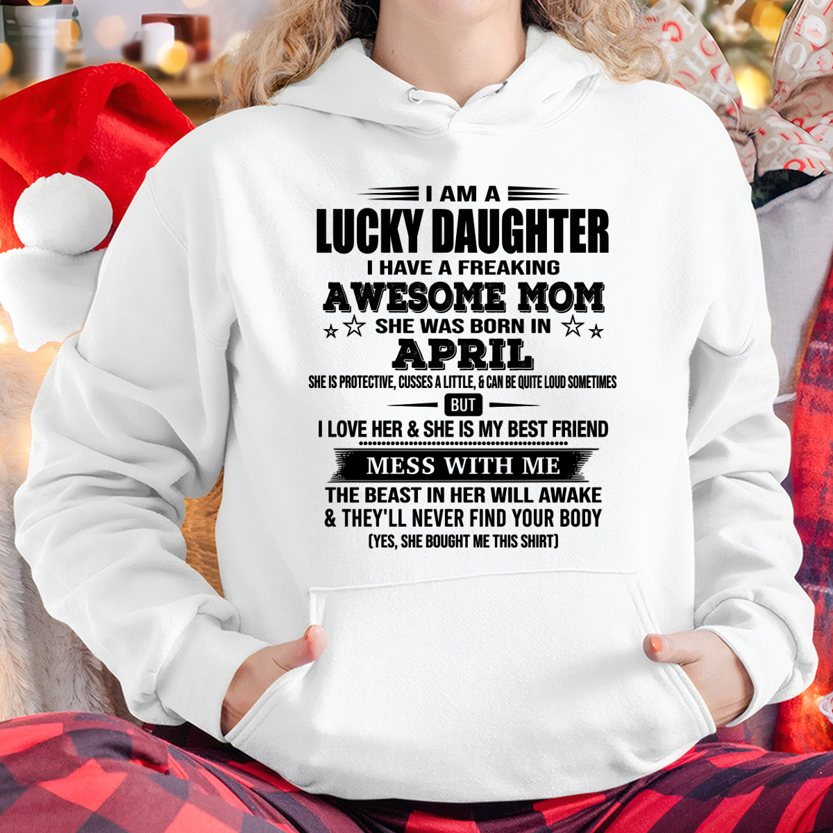 APRIL – Lucky Daughter Awesome Mom Shirt – Funny Birthday Gift From Mom (SKU2604-155-04)