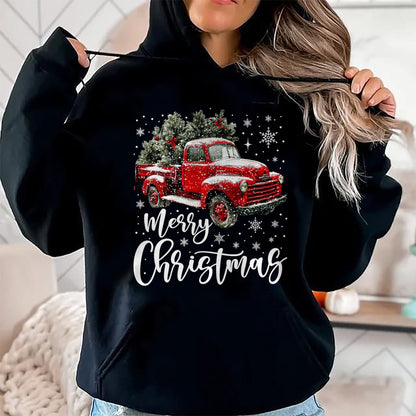 Merry Christmas Red Truck Family Matching Christmas Pajama T-Shirt - Christmas Unisex T-Shirt/Hoodie/Sweatshirt - HNDS00