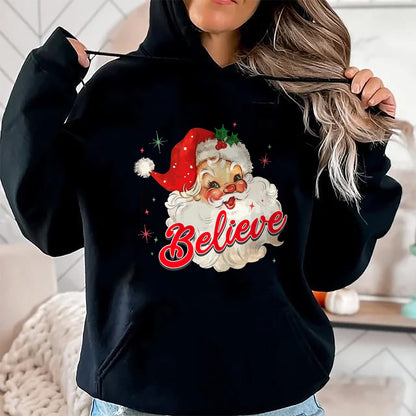 Vintage Santa Claus Believe Christmas Women Boys Girls T-Shirt - Christmas Unisex T-Shirt/Hoodie/Sweatshirt - HNDS00