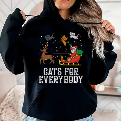Cats For Everybody Christmas Cat Funny Xmas Women Santa T-Shirt - Christmas Unisex T-Shirt/Hoodie/Sweatshirt - HNDS00