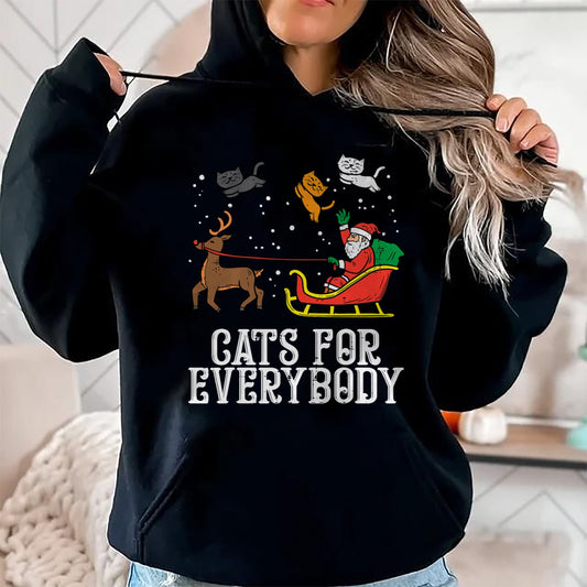 Cats For Everybody Christmas Cat Funny Xmas Women Santa T-Shirt - Christmas Unisex T-Shirt/Hoodie/Sweatshirt - HNDS00