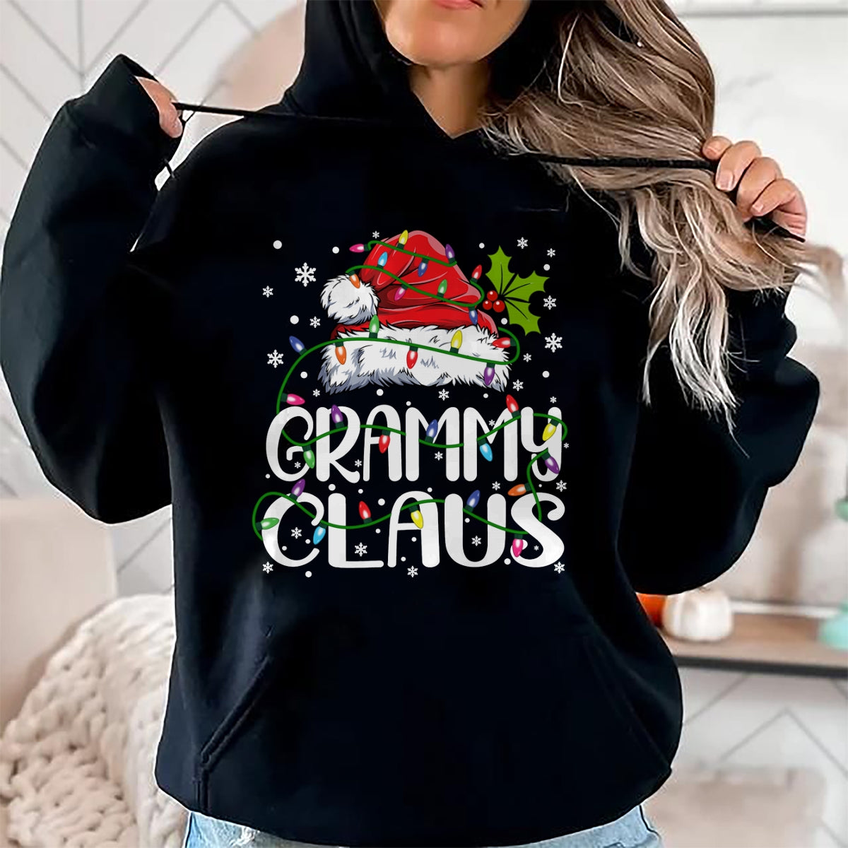 Grammy Claus Shirt Christmas Lights Pajama Family Matching Long Sleeve T-Shirt - Christmas Unisex T-Shirt/Hoodie/Sweatshirt - HNDS00