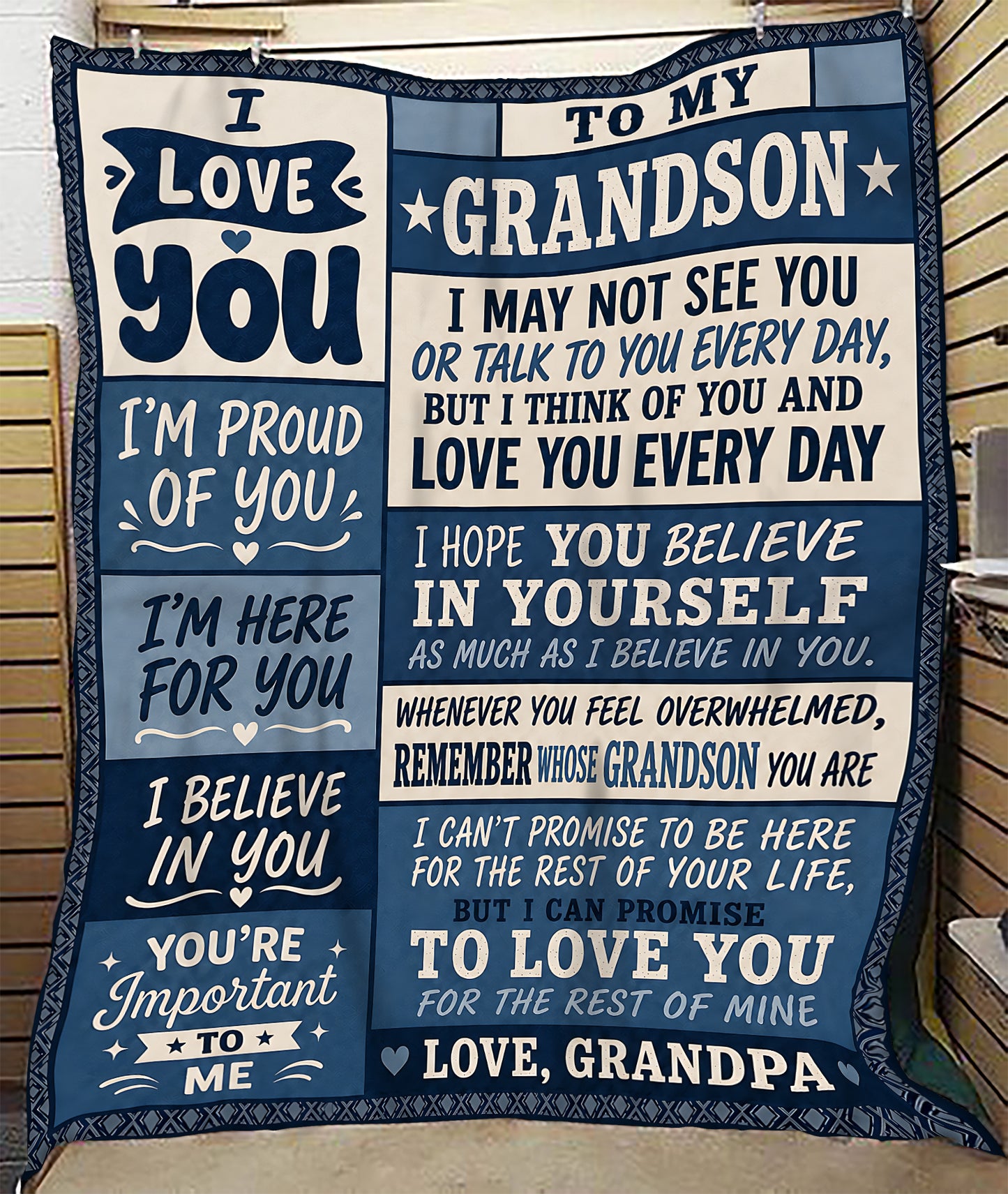 BLANKET - From Grandpa To Grandson - I Love You Every Day - Meaningful Gift For Grandson (SKU2608-341)