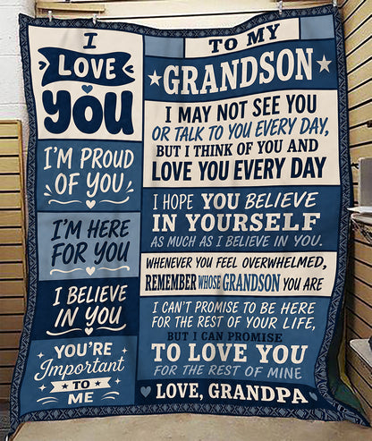BLANKET - From Grandpa To Grandson - I Love You Every Day - Meaningful Gift For Grandson (SKU2608-341)