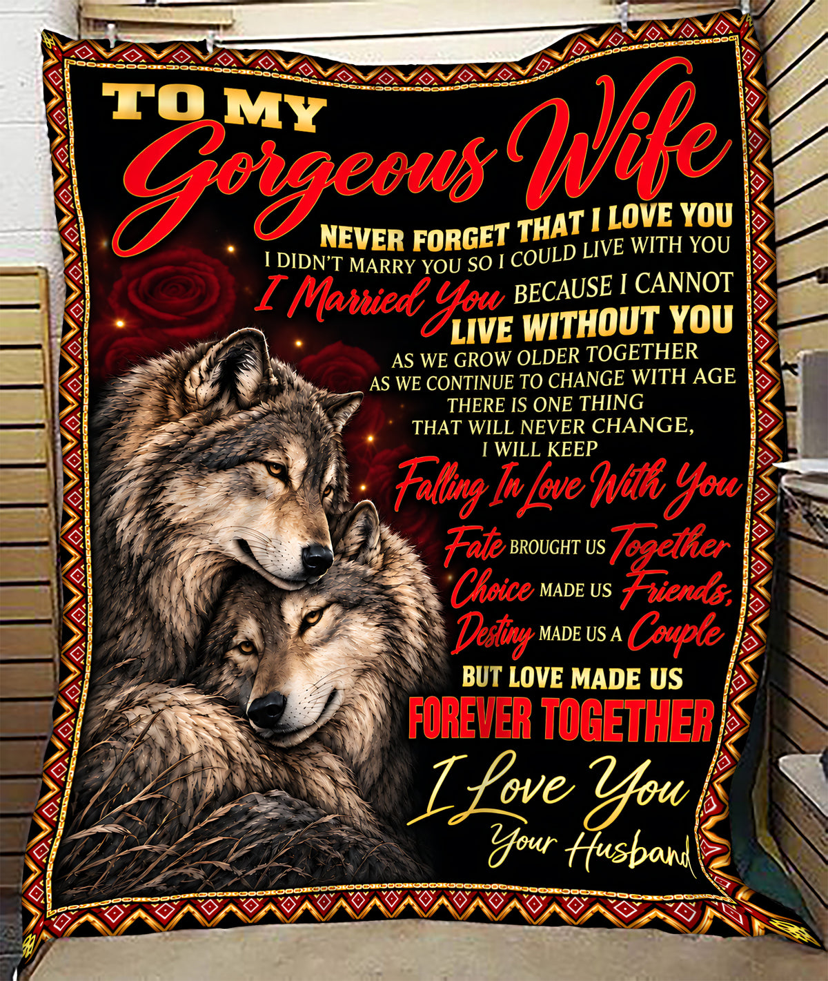 To My Gorgeous Wife Blanket - Romantic Gift For Wife - From Husband to Wife (SKU2610-217)