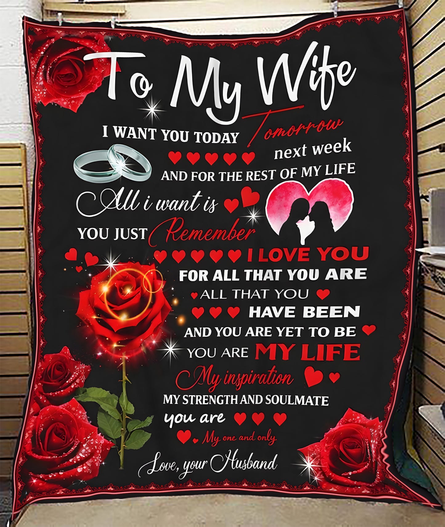 BLANKET – To My Wife – Romantic Rose – FROM HUSBAND TO WIFE – KATE – (SKU2602-78)
