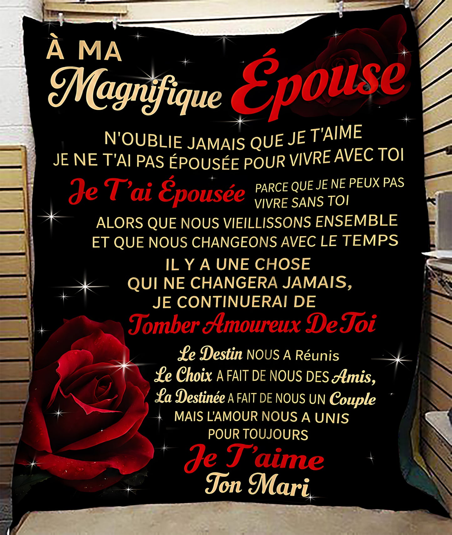 COUVERTURE POUR ÉPOUSE – À Ma Magnifique Épouse Je T’aime – Cadeau Romantique De Mari (SKU2605-183)