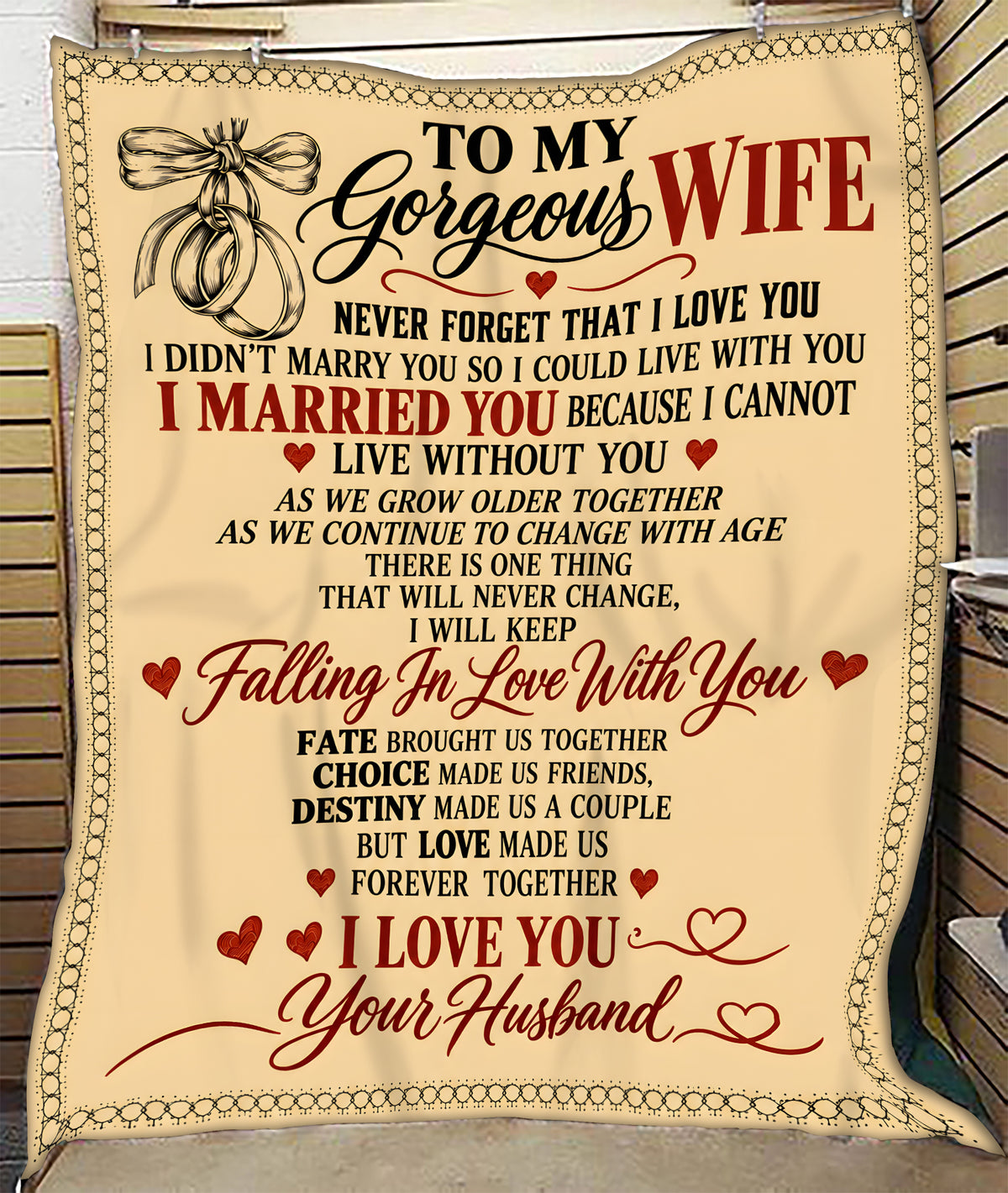 BLANKET - FROM HUSBAND TO WIFE - NEVER FORGET THAT I LOVE YOU (SKU2609-42)