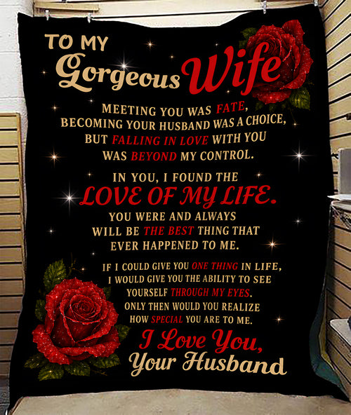 JANUARY WIFE BLANKET – To My Gorgeous Wife I Love You – Romantic Gift From Husband (SKU2605-134)