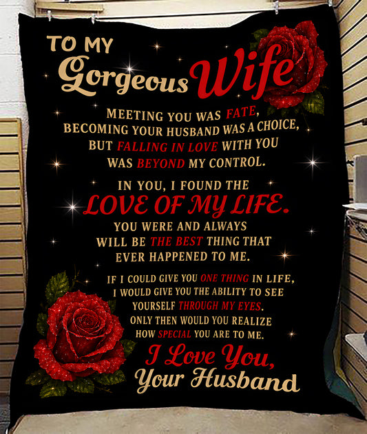 JANUARY WIFE BLANKET – To My Gorgeous Wife I Love You – Romantic Gift From Husband (SKU2605-134)