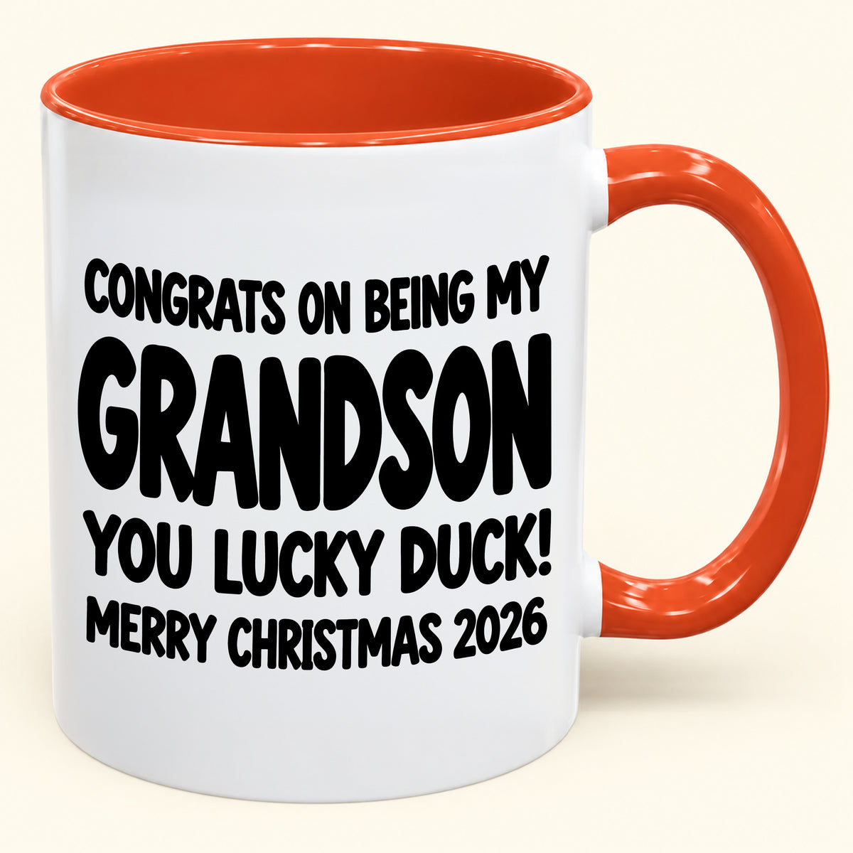 Christmas Mug - Congrats On Being My Grandson, You Lucky Duck - FROM GRANDPARENT TO GRANDSON (SKU2610-692)