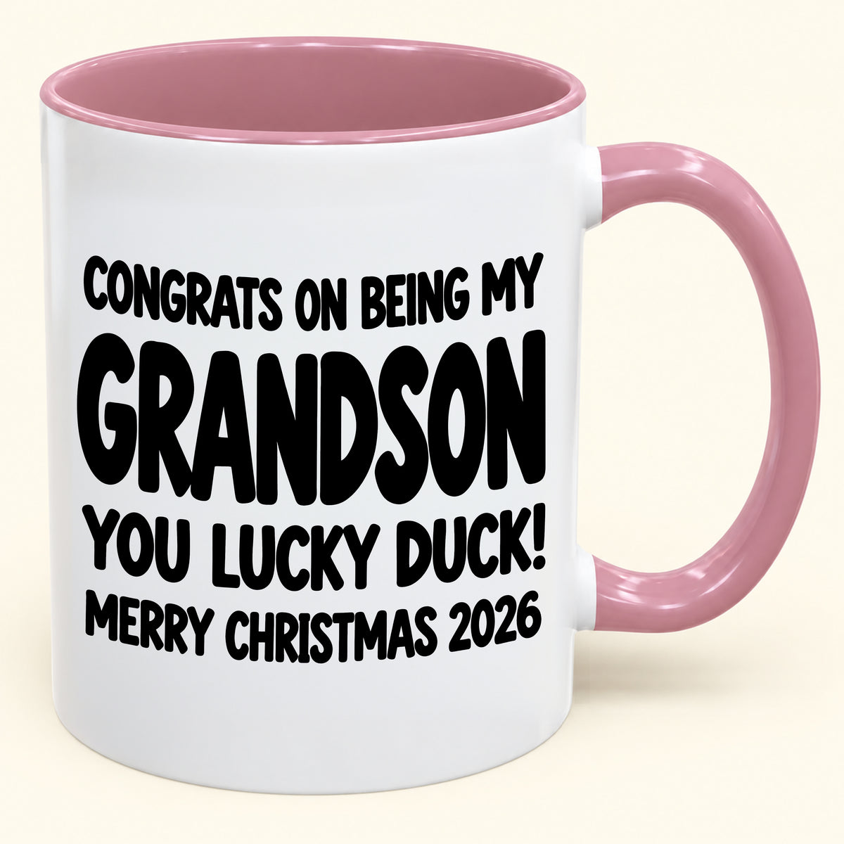 Christmas Mug - Congrats On Being My Grandson, You Lucky Duck - FROM GRANDPARENT TO GRANDSON (SKU2610-692)