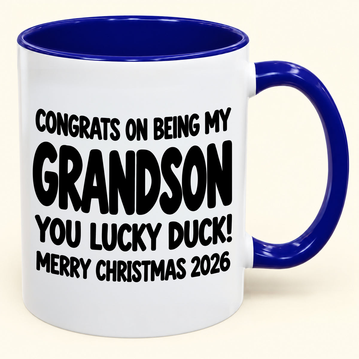 Christmas Mug - Congrats On Being My Grandson, You Lucky Duck - FROM GRANDPARENT TO GRANDSON (SKU2610-692)