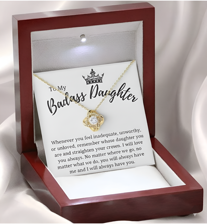 TO MY DAUGHTER "I Will Love You Always" - Premium Love Knot Necklace - FROM MOM or FROM DAD