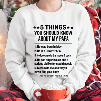 MAY - 5 Things You Should Know About My May Papa - From Papa To Grandchild - Funny T-Shirt (SKU2607-192-05)