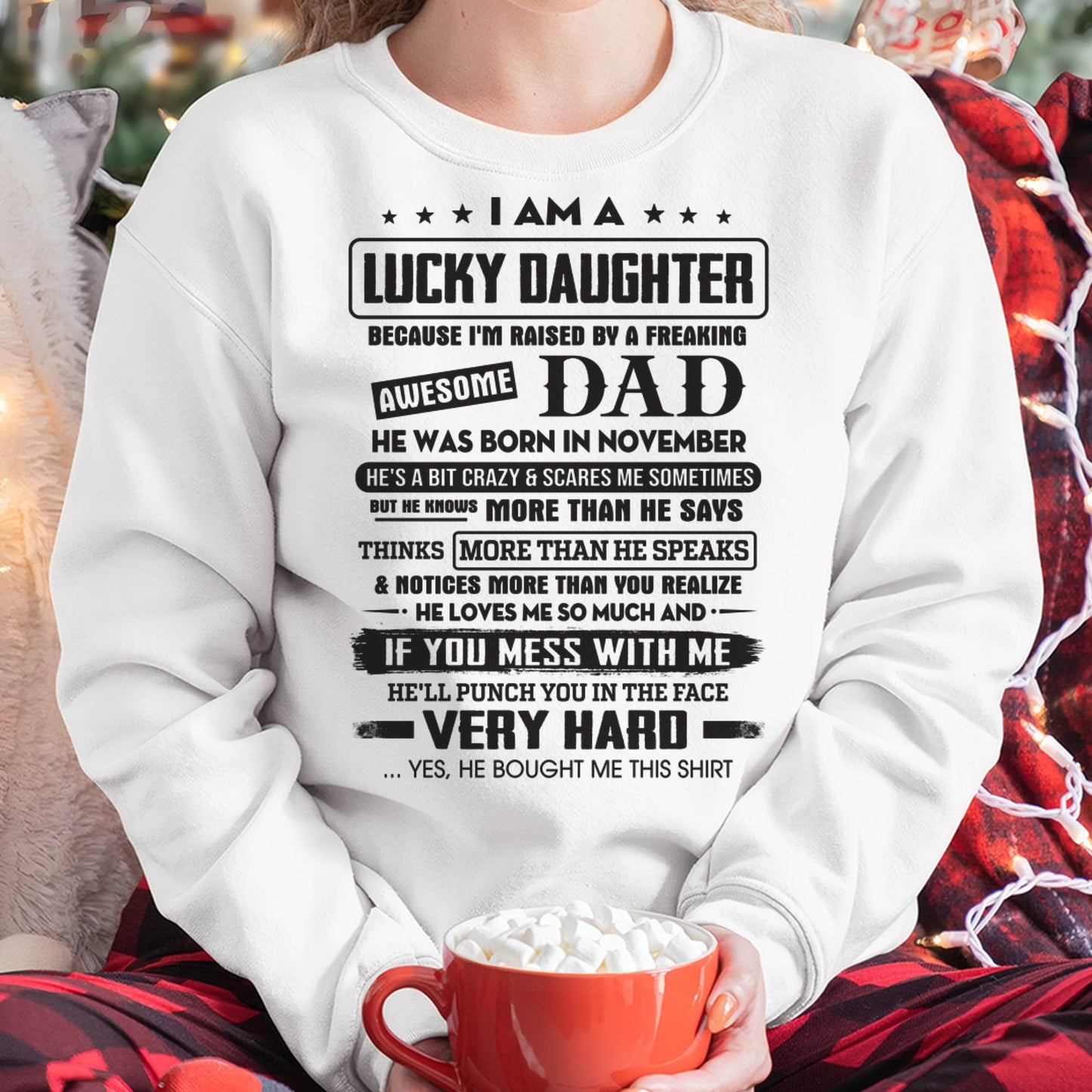 November - Lucky Daughter of Awesome Dad - Perfect Gift For Daughter From Dad - KATE11 (SKU08-47-11)