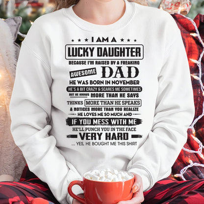 November - Lucky Daughter of Awesome Dad - Perfect Gift For Daughter From Dad - KATE11 (SKU08-47-11)