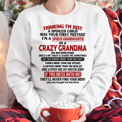 MAY - I'M A SPOILED GRANDDAUGHTER OF A CRAZY GRANDMA - From Grandma - NTTD05 (SKU-GMD1-NTT05)