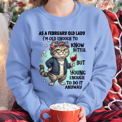FEBRUARY – January Old Lady Wine Cat Shirt – Funny Birthday Gift for Women (SKU2604-180-02)